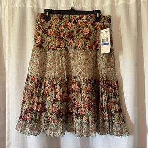 NWT - Karen Kane Floral Mint Boho Short Skirt